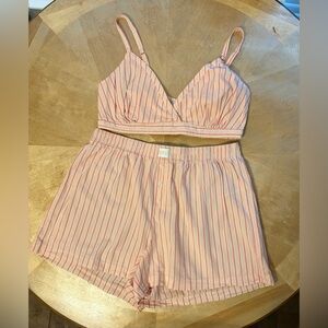 Women’s Only by Old Navy Pink and White Striped Pajama Set